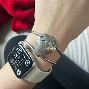 Strawberry Bangle, Sterling Silver // Handmade